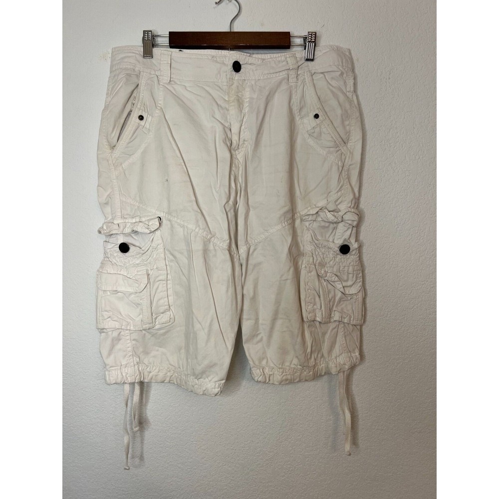 Fried Denim Shorts Mens 34 White Cargo Pockets Outdoors Utility Travel Work